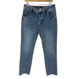 Hudson Jeans Size 12 Blue Mid Rise Straight Ankle Stretch Denim Clean Girl